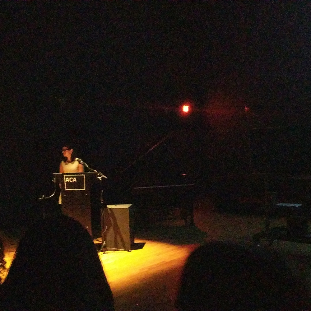 poet Lu Chixaro reading at the Atlantic Center for the Arts
